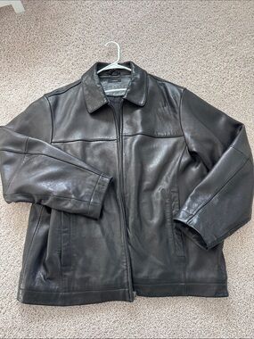 Liz Claiborne Black Leather Zip Jacket